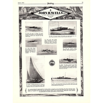 John H. Wells NYC, Linton Rigg & Co Yacht Brokers NYC 1932 Ad V1-4