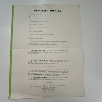 Deertrees Theatre Enrica Clay Dillon Harrison Maine c1940 Leaflet C15