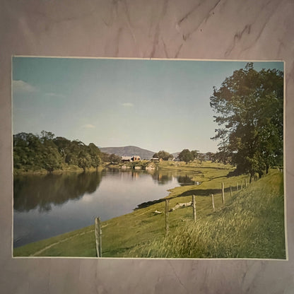 New England Country Lake Farmhouse Scene 12x16" Art Print FL1