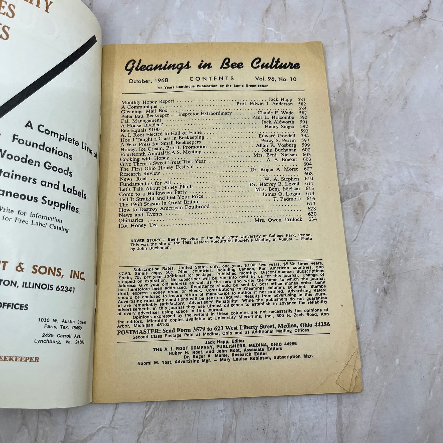 1968 Oct Gleanings in Bee Culture Magazine Bees Beekeeping Honey TD7