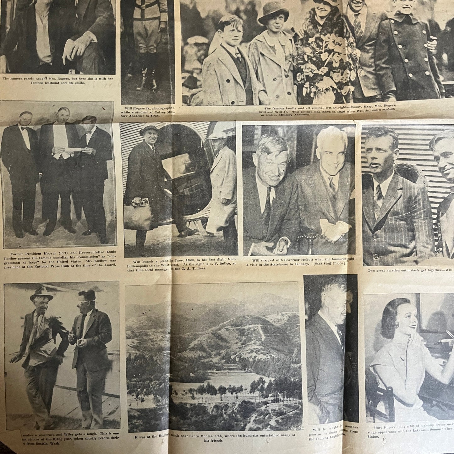 Picturing Events in the Life of Will Rogers Vintage Newspaper Spread V1-9