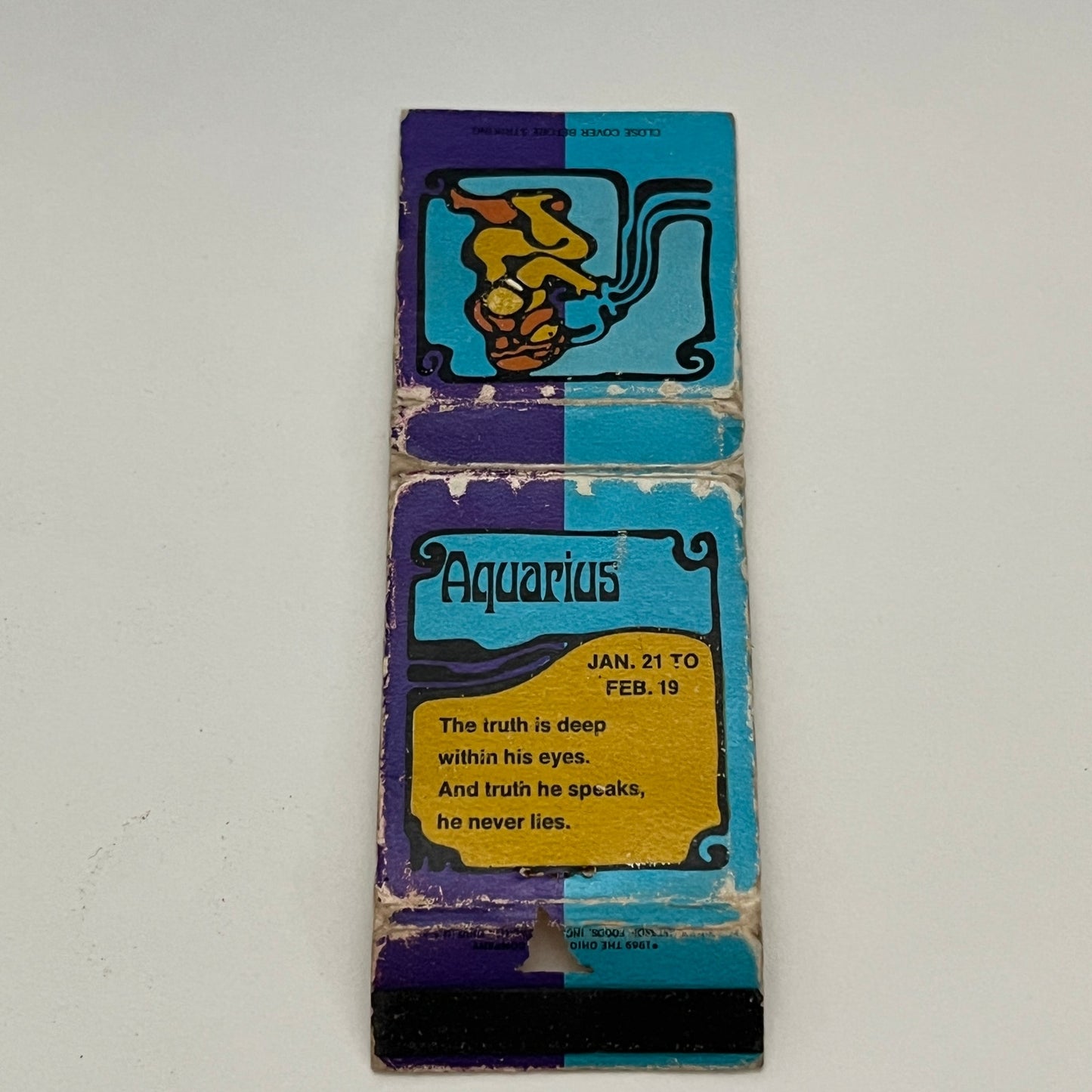 Aquarius Horoscope Zodiac Astrology Vintage Matchbook MB59-1