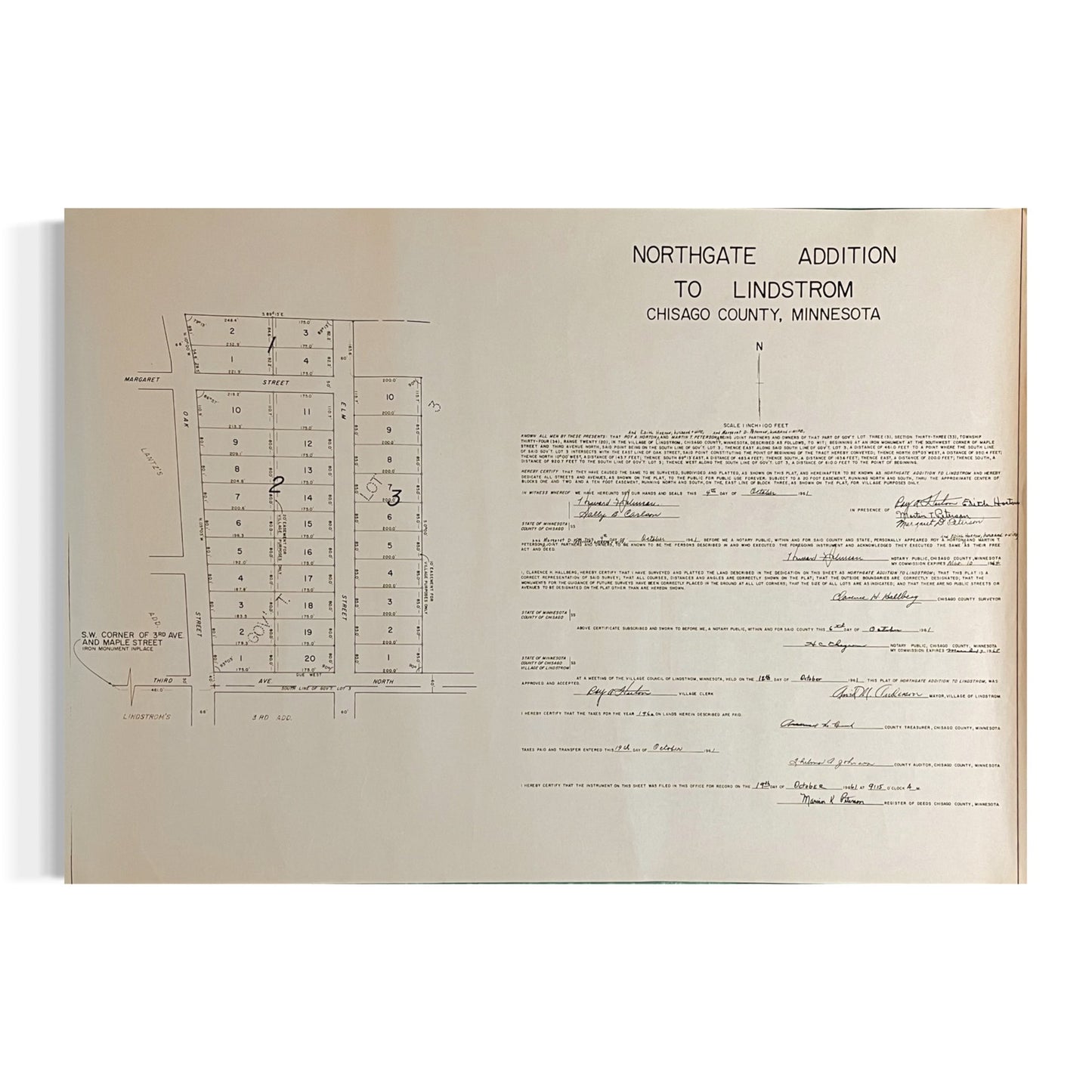 Northgate Addition to Lindstrom Chisago County MN Vintage Plat Map RM1