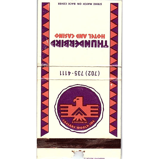 The Thunderbird Hotel and Casino Las Vegas NV Vintage Matchbook TB6-MB2-12