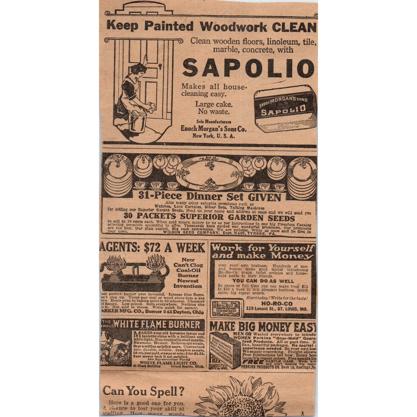 L. Fish Furniture Co Chicago Bedroom Set Sale 1923 Magazine Ad Clip AE1-1