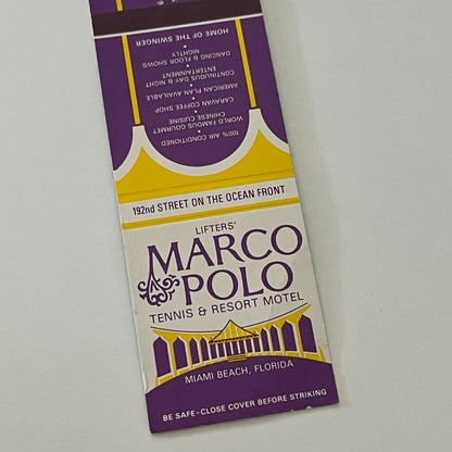 Lifters' Marco Polo Tennis Resort & Motel Miami Beach Matchbook Cover TB6-MB2-4
