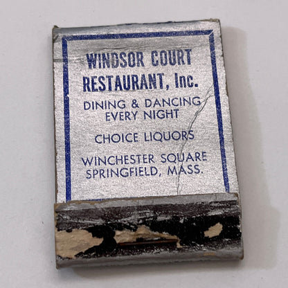 Windsor Court Restaurant Winchester Square Springfield MA Matchbook TB8-MB3-3