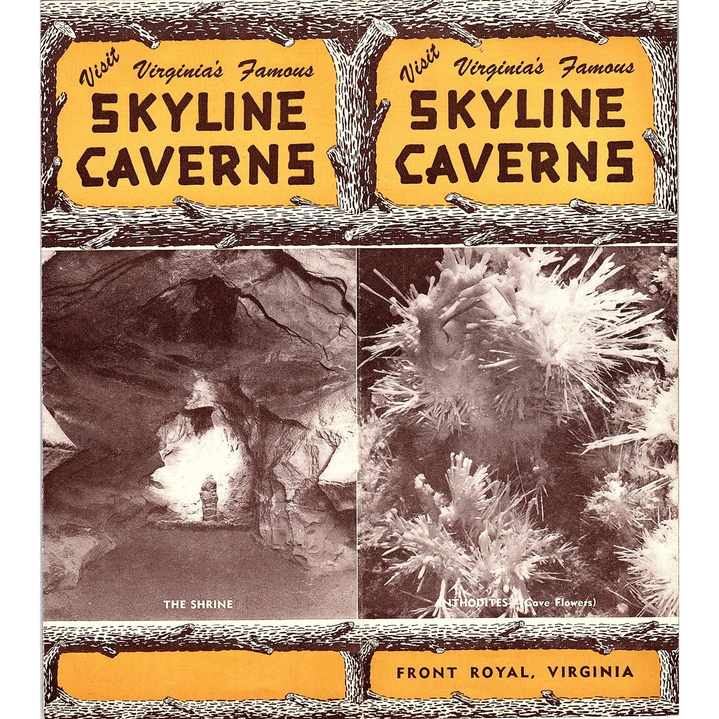 Virginia's Skyline Caverns Front Royal VA 1960s Travel Brochure TH2-TB3