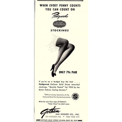Gotham Silk Hosiery Co Gold Stripe Nylons Lingerie 1940 Ad AF8-H1