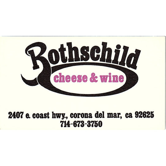Rothschild Cheese & Wine Corona Del Mar CA Vintage Business Card SD9-B10