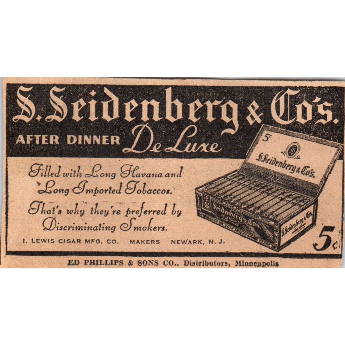 S. Seidenberg & Co Cigars Ed Phillips & Sons 1935 Minneapolis Journal Ad AE7-H2