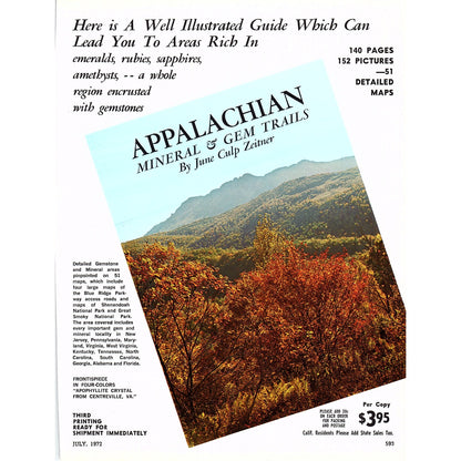 Appalachian Mineral & Gem Trails - June Culp Zeitner 1972 Ad AF8-3