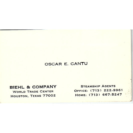 Biehl & Company Oscar E. Cantu Houston Texas Vintage Business Card SB4-B11