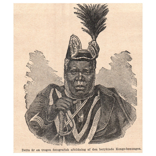 Infamous Congo King 1909 Swedish Engraving Print AF5-14