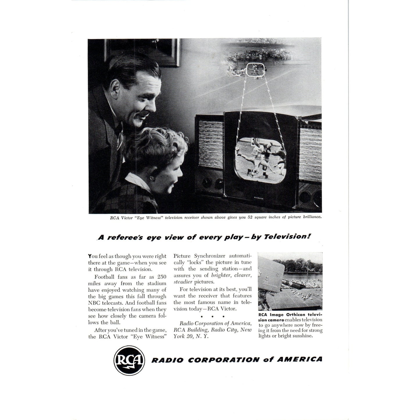 RCA Victor Eye-Witness Television TV Teleset - Vintage Magazine Ad D20