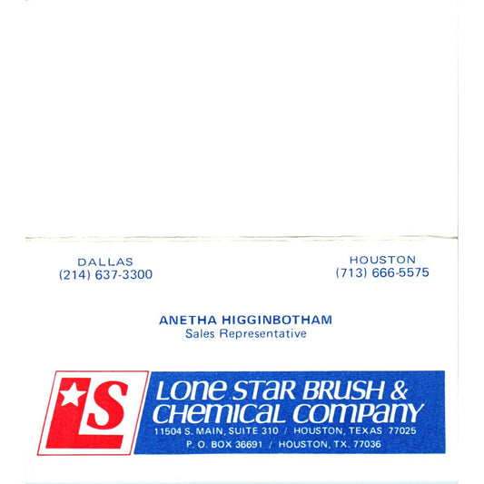 Anetha Higginbotham Lone Star Bruch & Chemical Co Houston Business Card SE3-B10