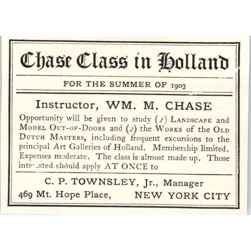 1903 Wm. M. Chase Class in Holland c1905 Victorian Ad AE9-MA10