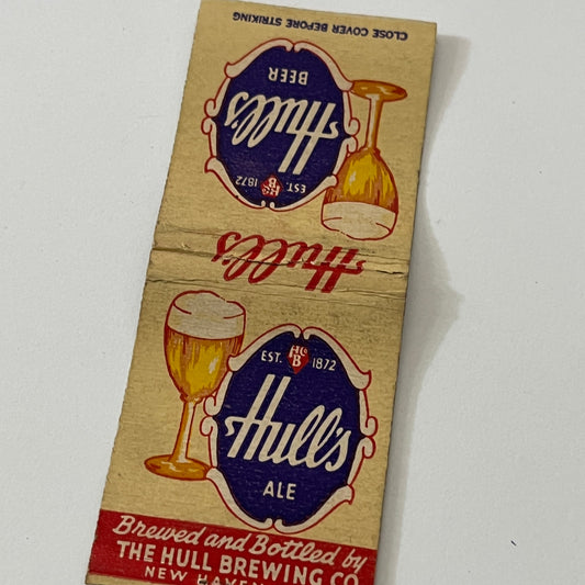 Hull's Ale The Hull Brewing Co New Haven CT Vintage Matchbook Cover TB6-MB1-13