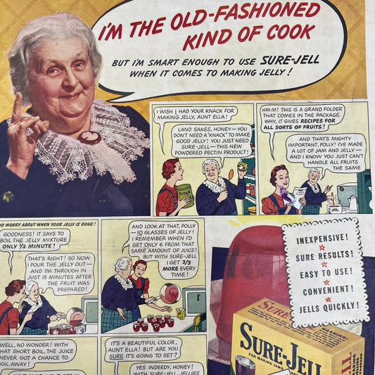 1939 Sure-Jell Pectin Grandma Comic 10x13 Magazine Advertisement FL6-7