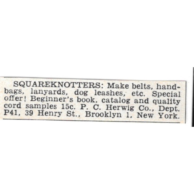Squareknotters - P.C. Herwig Co Brooklyn NY 1955 Ad AG1-S3