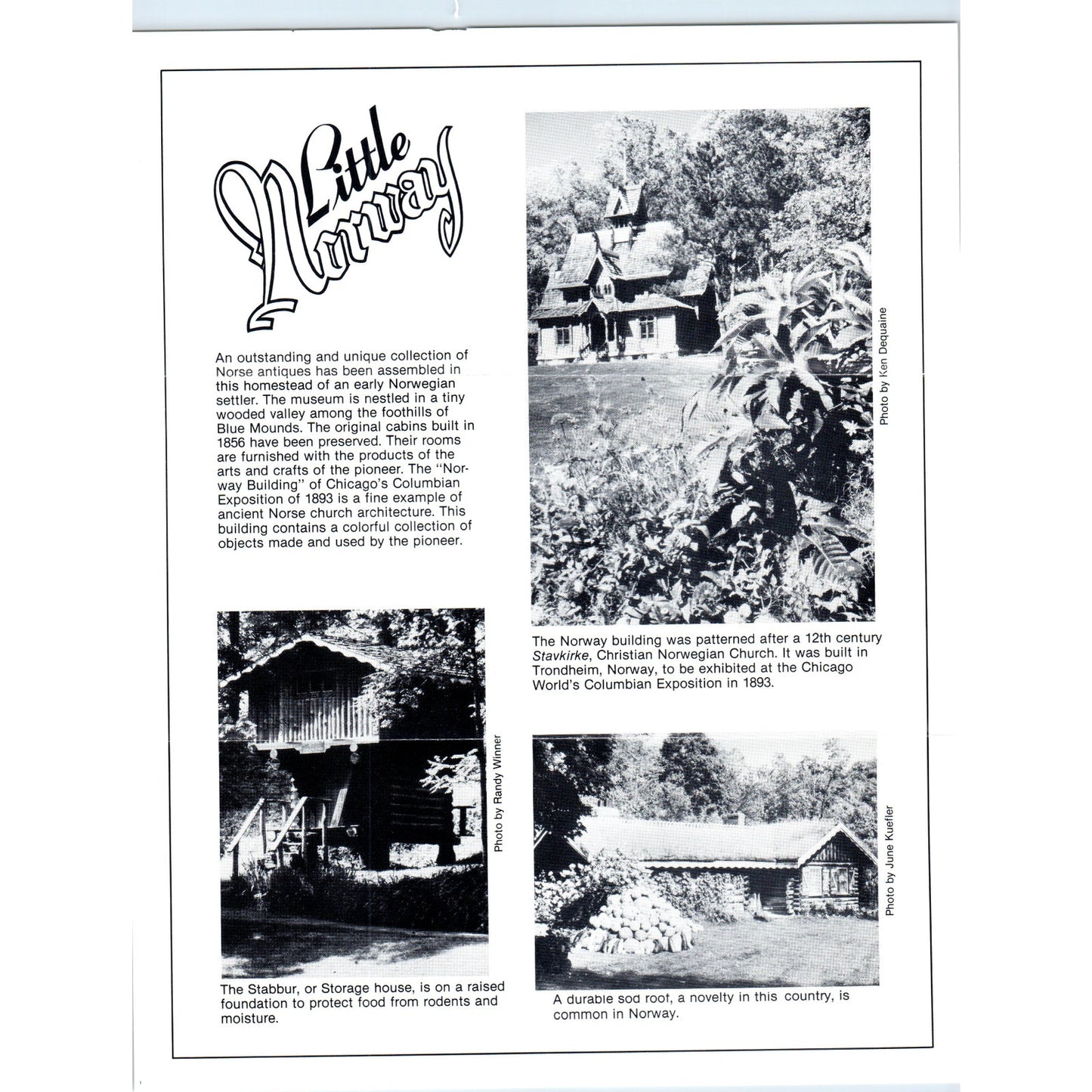 Vintage Little Norway Illinois Travel Leaflet TF4-B4