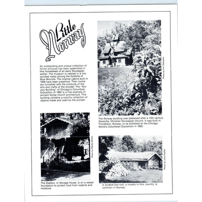 Vintage Little Norway Illinois Travel Leaflet TF4-B4