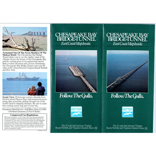 Vintage Chesapeake Bay Bridge-Tunnel Fold Out Map & Travel Brochure TH2-O1