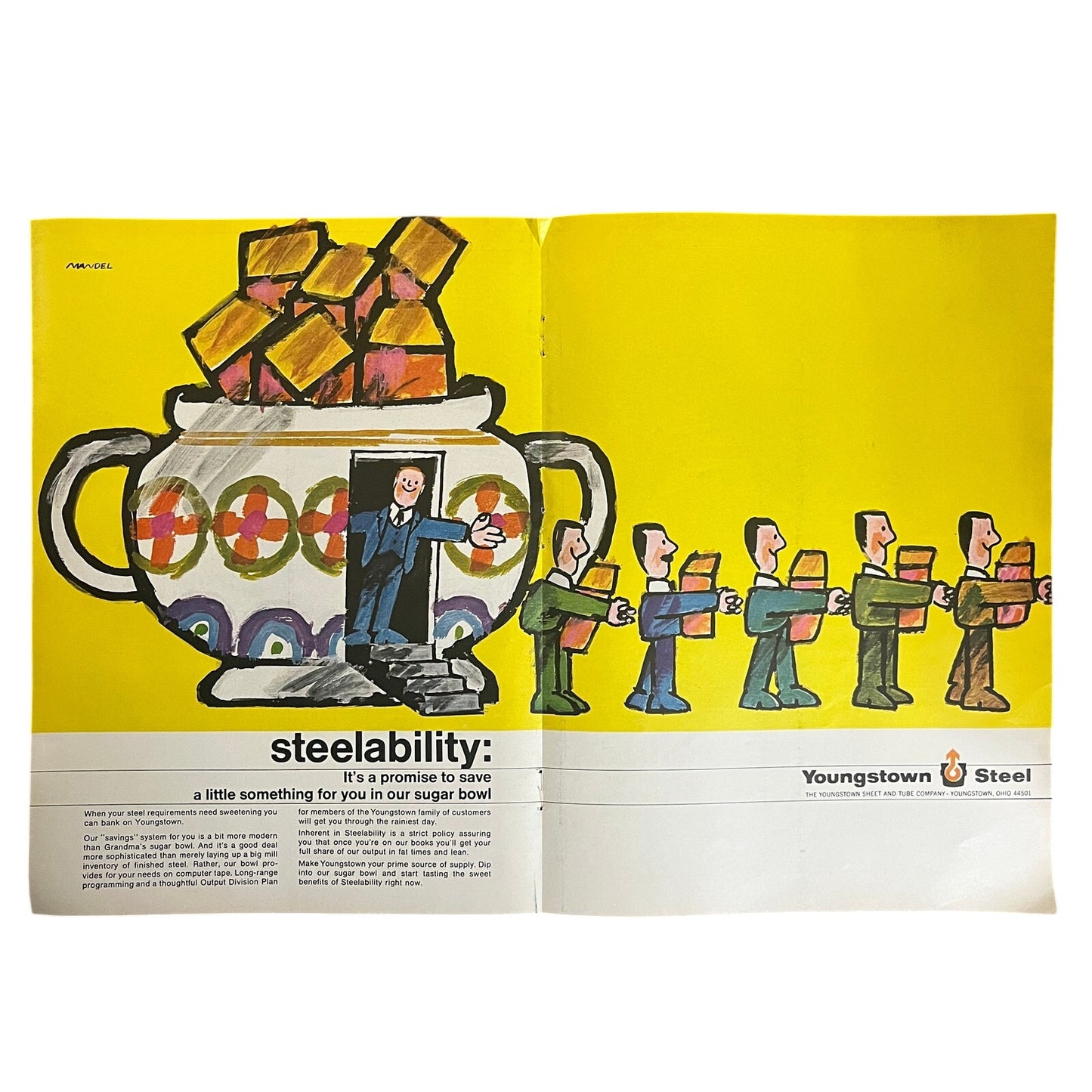 Youngstown Steel Pop Art Saul Mandel Ad Youngstown OH Fold Out 1967 Ad SI7