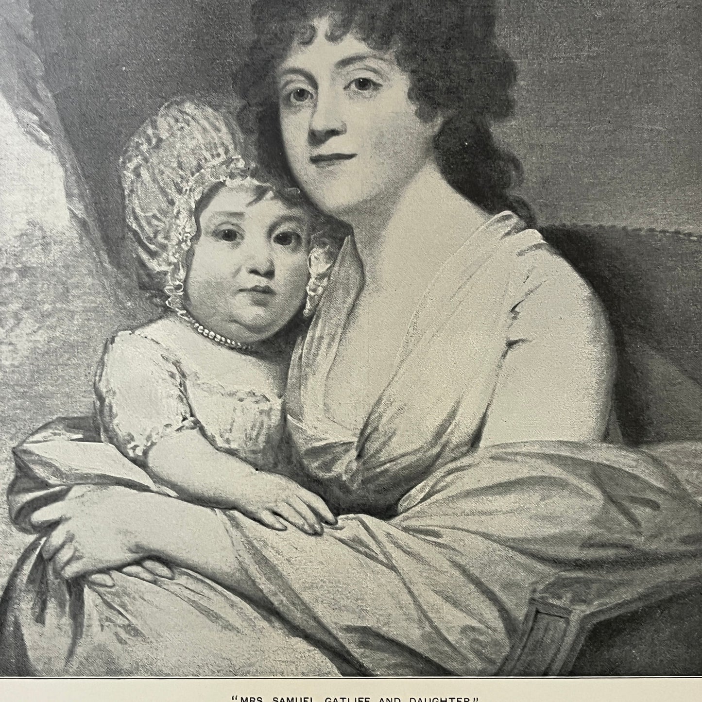 Vtg Mrs Samuel Gatliff and Daughter Gilbert Stuart Lithograph Art Print 9x12 V4