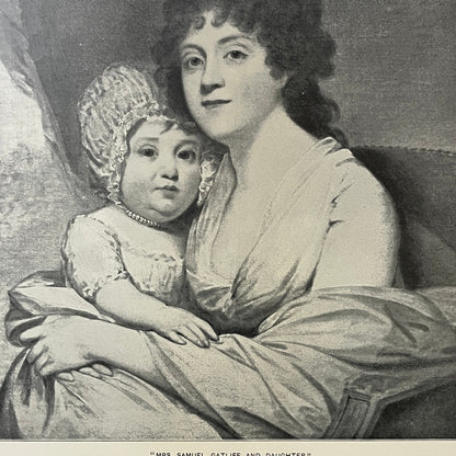Vtg Mrs Samuel Gatliff and Daughter Gilbert Stuart Lithograph Art Print 9x12 V4