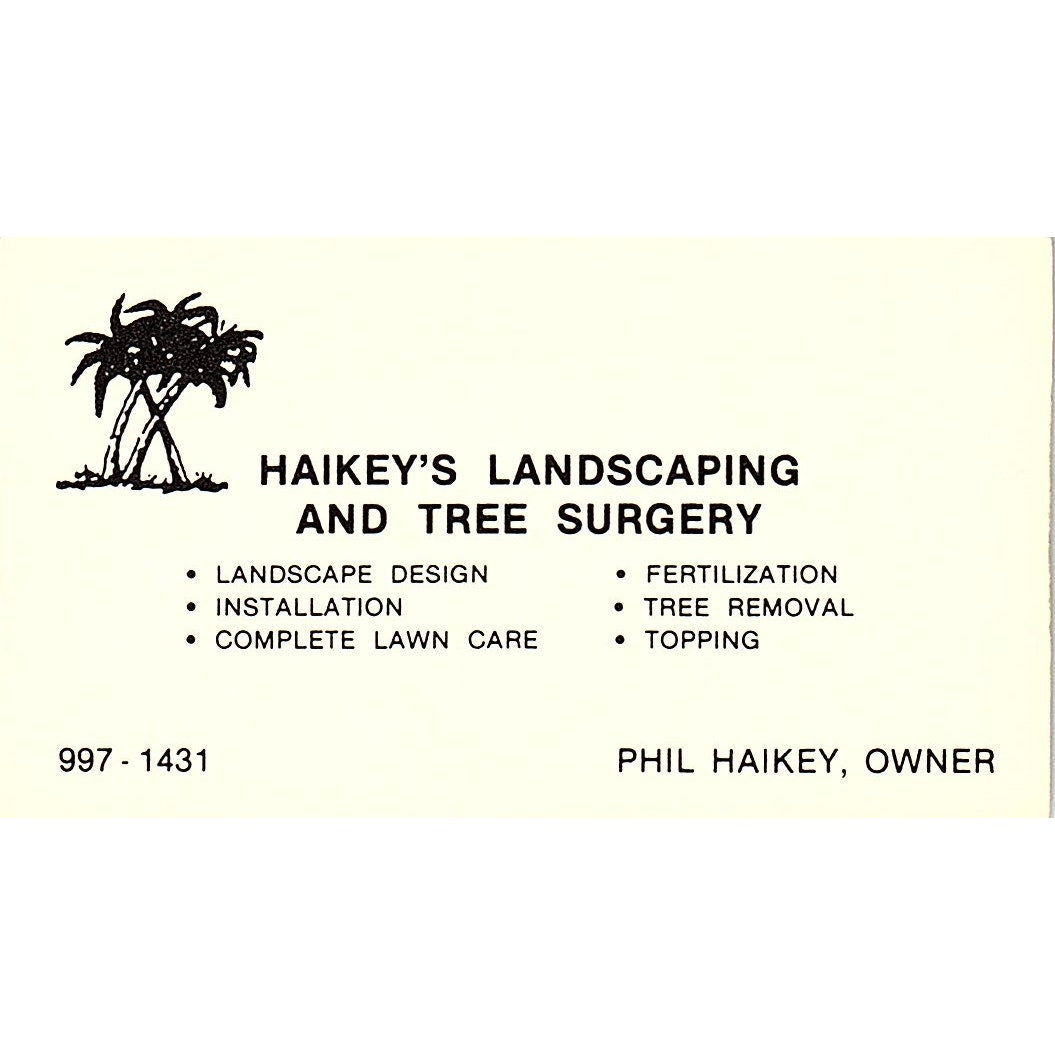 Phil Haikey's Landscaping & Tree Surgery Texas Vintage Business Card SC9-B6