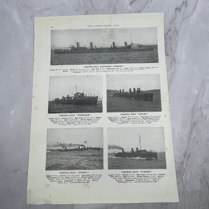 Torpedo Boat Whipple, Lawrence, Hull, Hopkins Double Sided 1910 Print V14-7