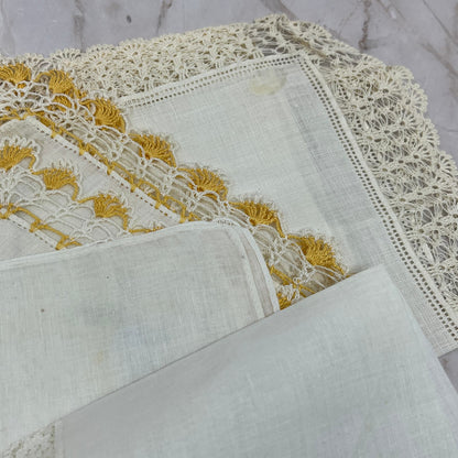 Vintage Lot of 6 Linen Napkins Handkerchiefs TF5