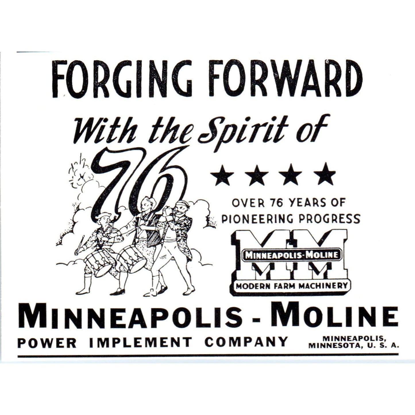 Minneapolis-Moline Power Implement Company MN 1940 Magazine Ad AF1-OM