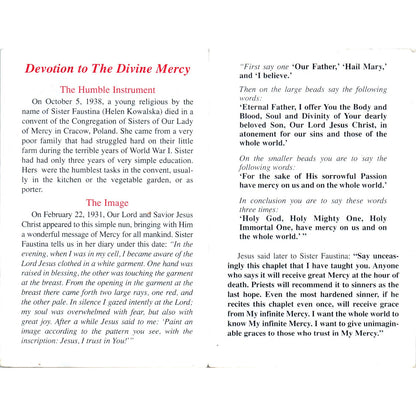 Devotion to The Divine Mercy Vintage Catholic Prayer Leaflet TH2-PC2
