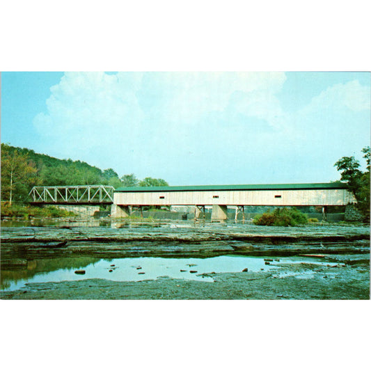Grand Bridge Grand River Harpersfield OH Covered Bridge Postcard PB10