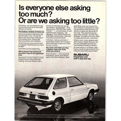 Subaru 2 Door Hatchback 1984 Ad AF8-5