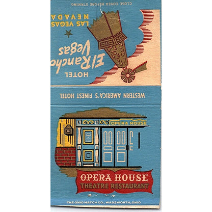 Hotel El Rancho Opera House Las Vegas NV Vintage Matchbook Cover SF3-Y4
