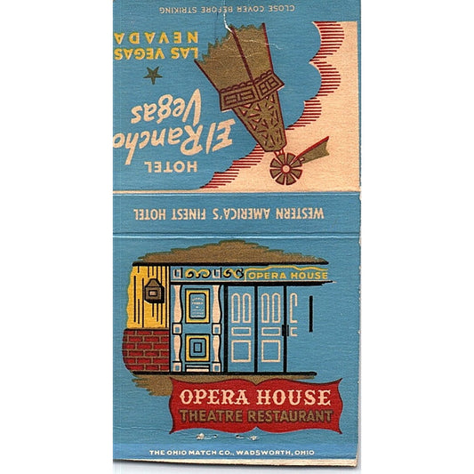 Hotel El Rancho Opera House Las Vegas NV Vintage Matchbook Cover SF3-Y4