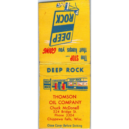 Thompson Oil Company Chuck McDonell Chippewa Falls WI Vintage Matchbook SD4-Y9