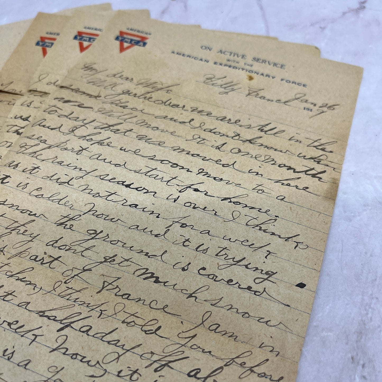 1919 WWI Handwritten Letter Tilly France Chester Bostwick 304 Engineers TJ5-E1