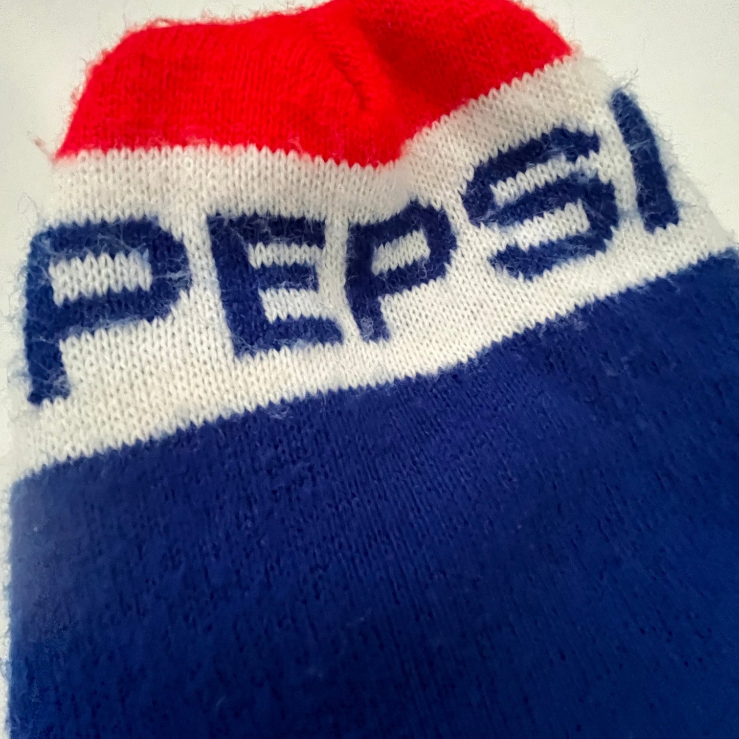 Vintage 1970s Knit Pepsi Stocking Cap Winter Beanie Hat TF9