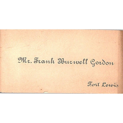 Mr. Frank Burwell Gordon Fort Lewis Antique Business Card AG4-S10
