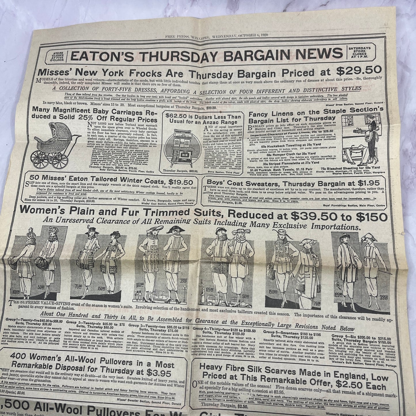 The T. Eaton Co Thursday Bargain News  - Winnipeg Manitoba 1920 Ad AG2-4