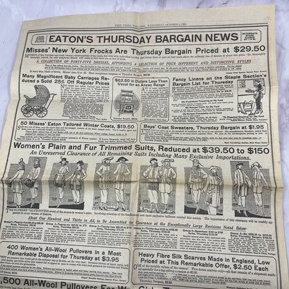 The T. Eaton Co Thursday Bargain News  - Winnipeg Manitoba 1920 Ad AG2-4