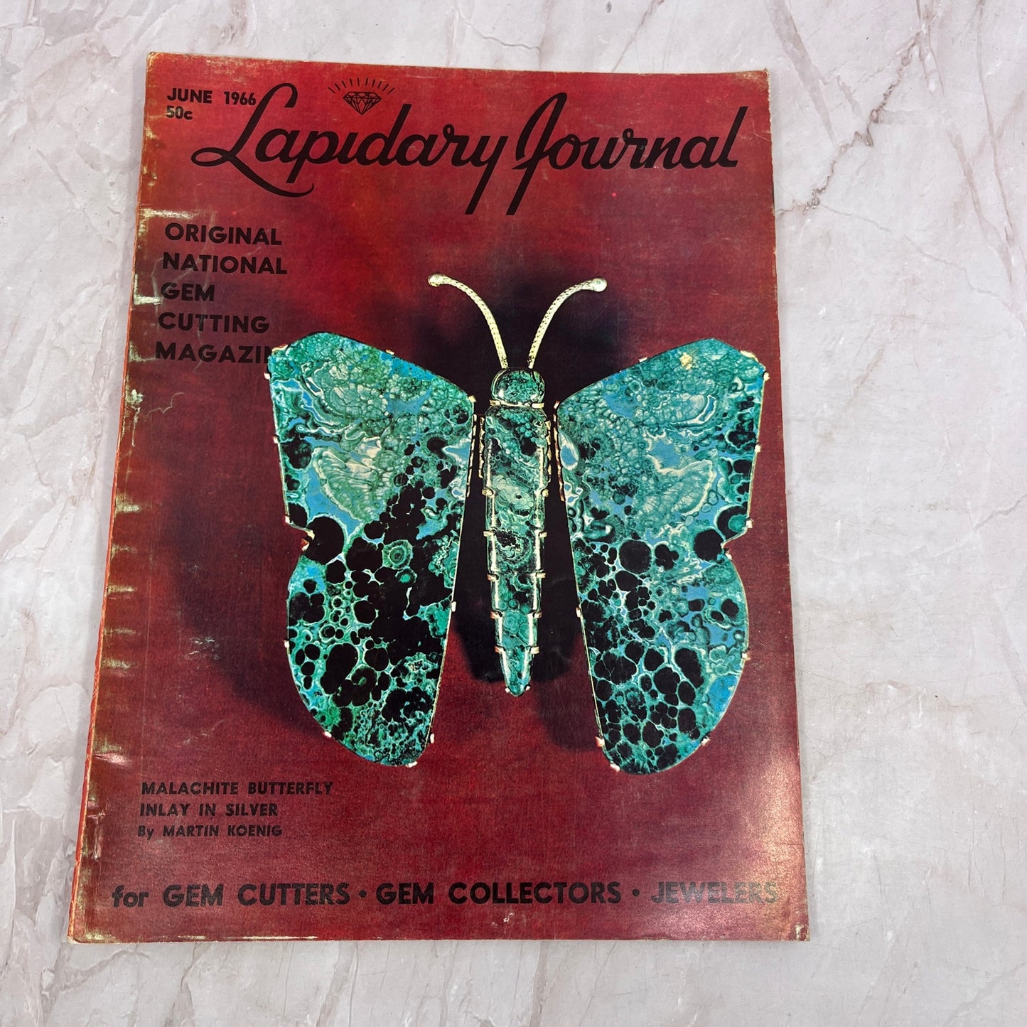 Malachite Butterfly Inlay in Silver Martin Koenig Lapidary Journal Jun 1966 M25