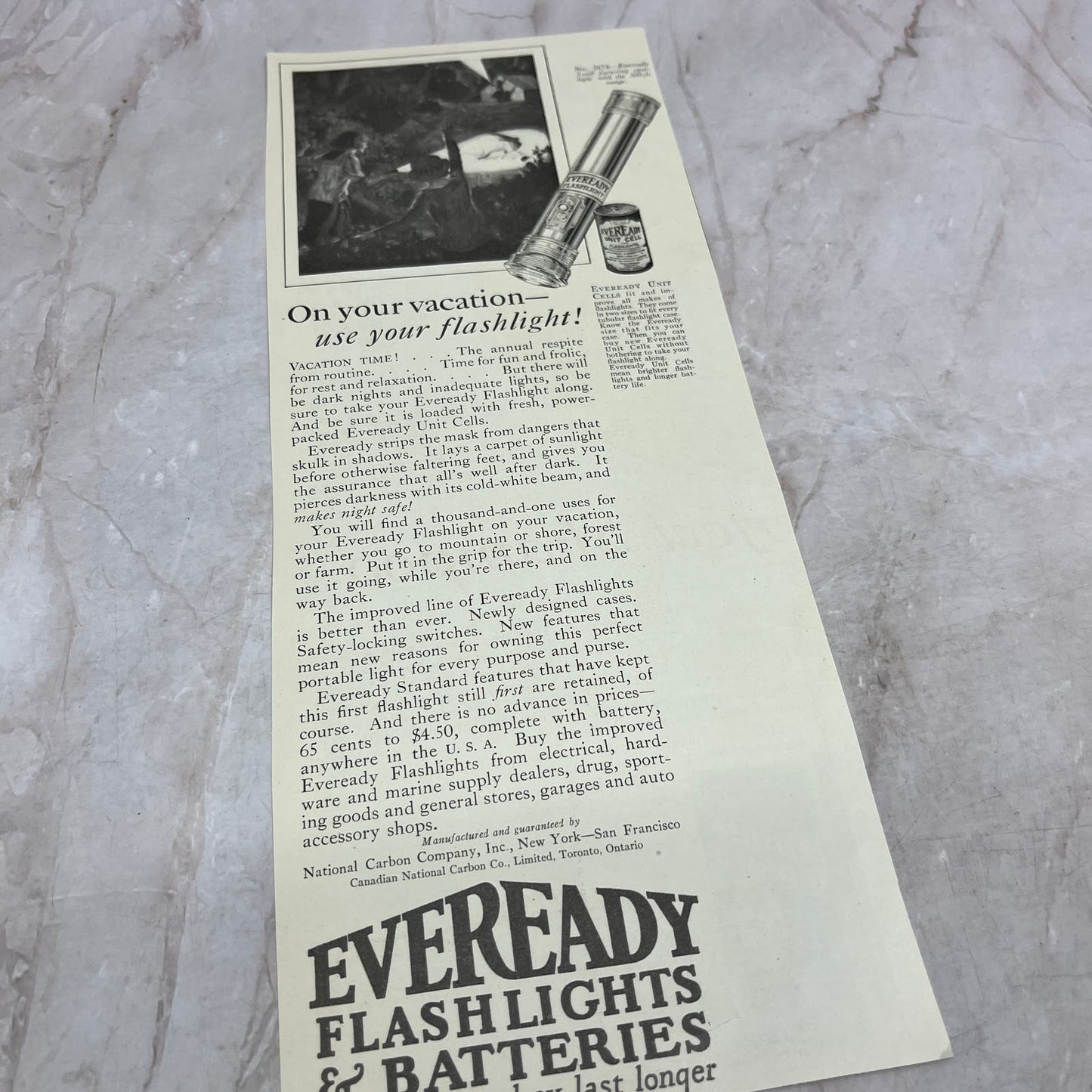 Eveready Flashlights and Batteries 1924 Magazine Ad FL6-11