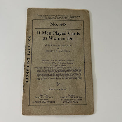 1928 If Men Played Cards as Women Do One-Act Play No. 548 L1-1