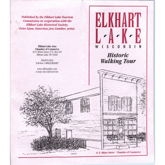 Vintage Elkhart Lake Wisconsin Walking Tour Map Fold Out Travel Brochure TF4-B1