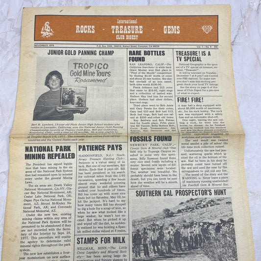 1976 Nov - International Treasure Club Digest - Treasure Hunting Gems Rocks M18